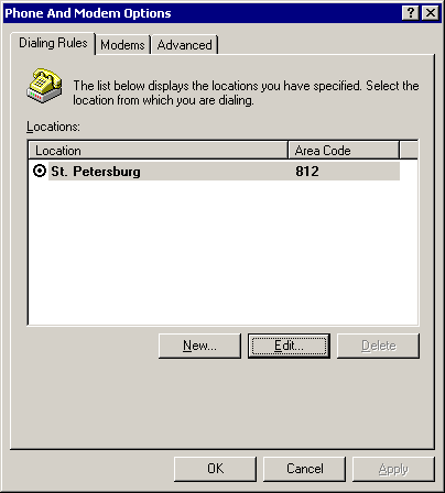 Phone And Modem Options � Dialing Rules