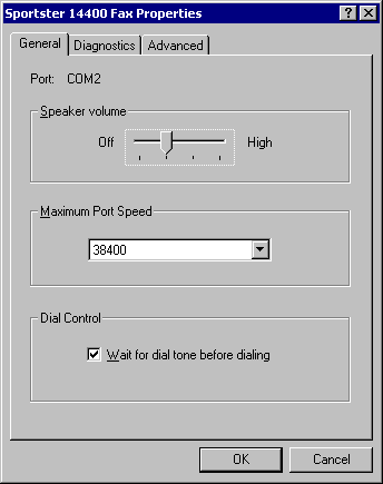 Modem Properties � General